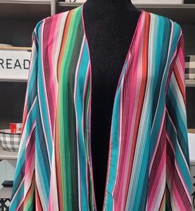 Striped Kimono in Vibrant Colors Size XL No stretch